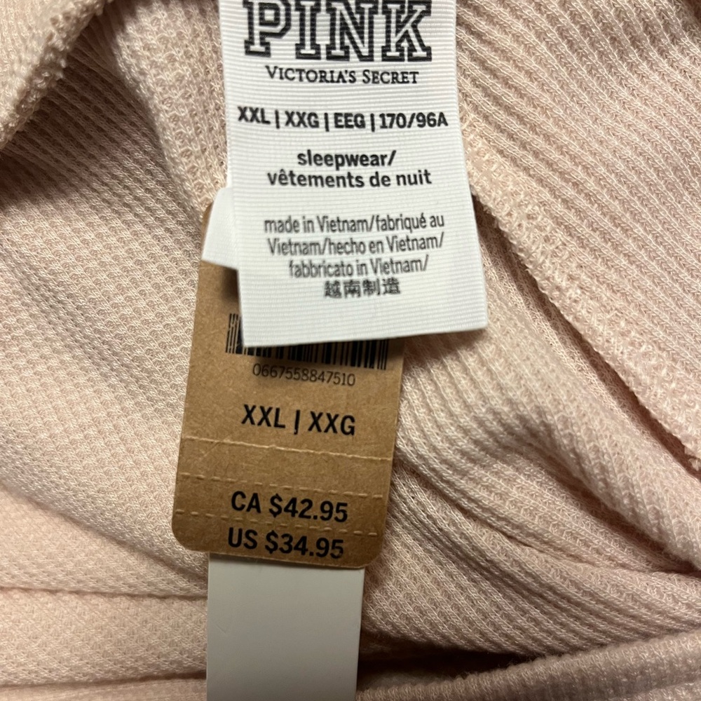 Victoria's Secret/PINK Ribbed Thermal Jogger Tan Lounge Pants Size XXL & XL - Picture 7 of 7
